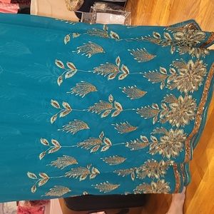 Teal Green Sari